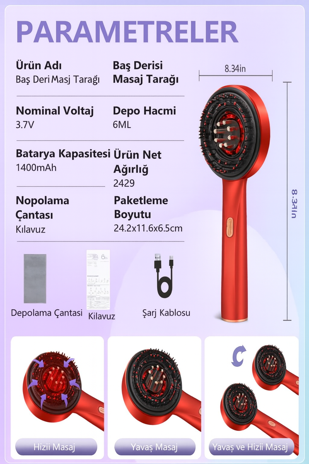 VisionovaGift Saç Masaj Tarağı
